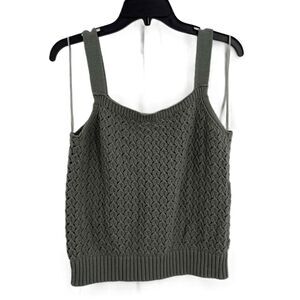 Margaux & Ellie Green Knit Pattern Square Neckline Sleeveless Sweater Top XL